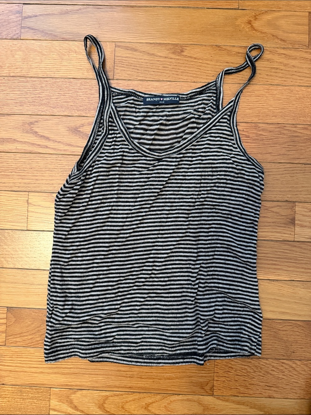 Brandy Melville Black and Cream Striped Camisole